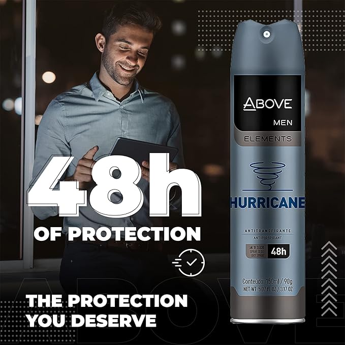 ABOVE 48 Hours Element Antiperspirant Deodorant Spray, Hurricane, 3.17 oz - Deodorant for Men - Lime, Tangerine, Apricot Notes - Dry Spray - No Stains