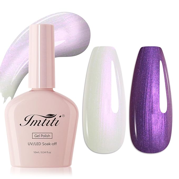 Imtiti Pearl Gel Nail Polish - 1Pcs White to Pink Glitter Shimmer Soak Off UV LED Gel Polish, Long Lasting Gel Manicure, Mermaid Shine for French Nails Manicure Salon DIY at Home(0.34 Fl Oz-962)