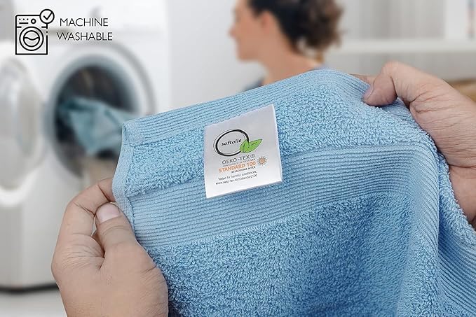 Premium Wash Cloths Pack of 12 (13" x 13") 100% Ring Spun Cotton | Luxury Washcloths | Ultra Soft Face Towels | Highly Absorbent Wash Cloths for face (Sky Blue)