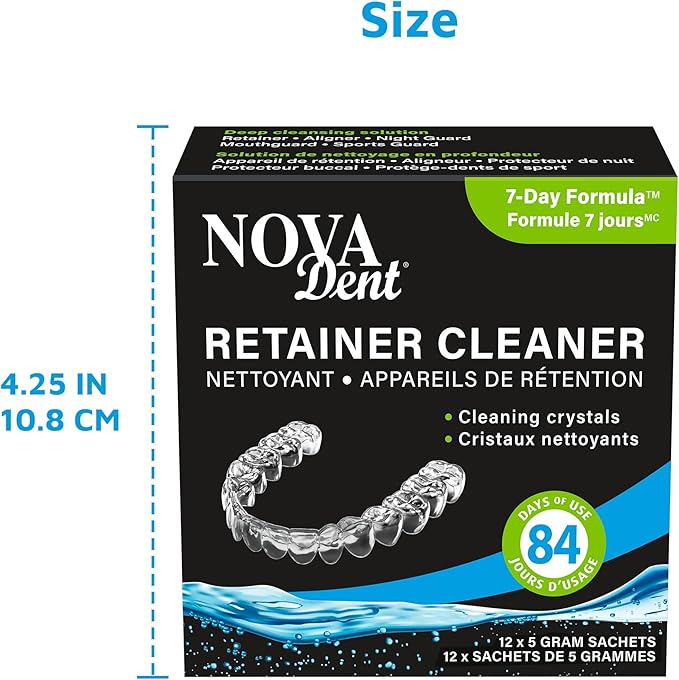 Novadent Retainer Cleaner – for Aligner, Night Guard, Mouthguard, Sports Guard - 168-Day (2 x 12 sachets)