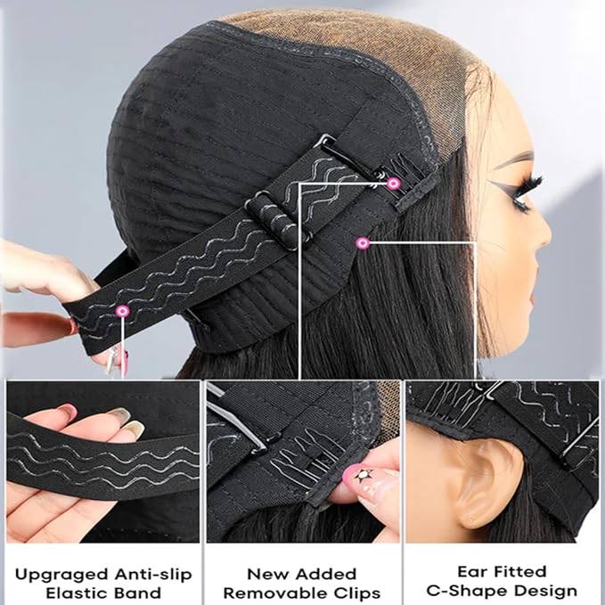 ISEE Hair M Cap 9x6 Bob Wig Human Hair Glueless Wigs Pre Plucked Pre Cut HD Lace Front Glueless Wigs Human Hair 180% Density Short Straight Bob Wigs for Black Women 12 inch