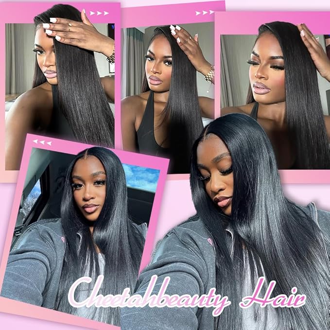 CHEETAHBEAUTY V Part Wigs Human Hair Straight V Shape Wigs for Black Women Upgrade U Part Wigs No Leave Out No Sew In No Glue Clip in Half Wigs 180% Density Natural Black 10Inch