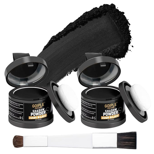Root Cover Up Powder Hairline Powder for Women Root Touch Up Hair Color for Bald Spots, Eyebrows, Beard Line, Light-Blonde Hair Fibers for Thinning Hair Shadow Cover Up 2 Pack (Black)