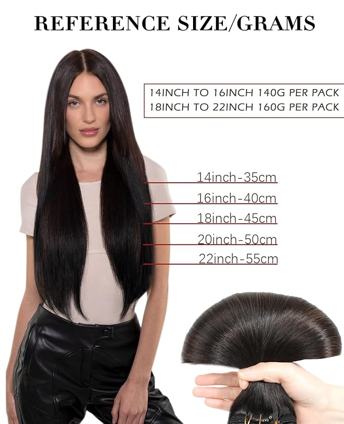 Clip in Hair Extensions Real Human Hair, 18 Inch 160g,Natural Black Roots Chocolate Brown With Caramel Blonde, Clip On Hair Extensions 7pcs Per Set with 19 Clips(#1B/4/27,18")