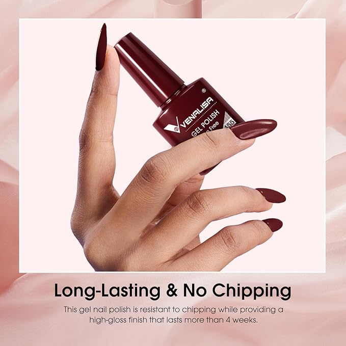 VENALISA Burgundy Red Gel Polish 1 Pcs Dark Red Color Fall Gel Nail Polish Soak Off UV Gel DIY at Home Manicure Salon Nail Art For Girls Women