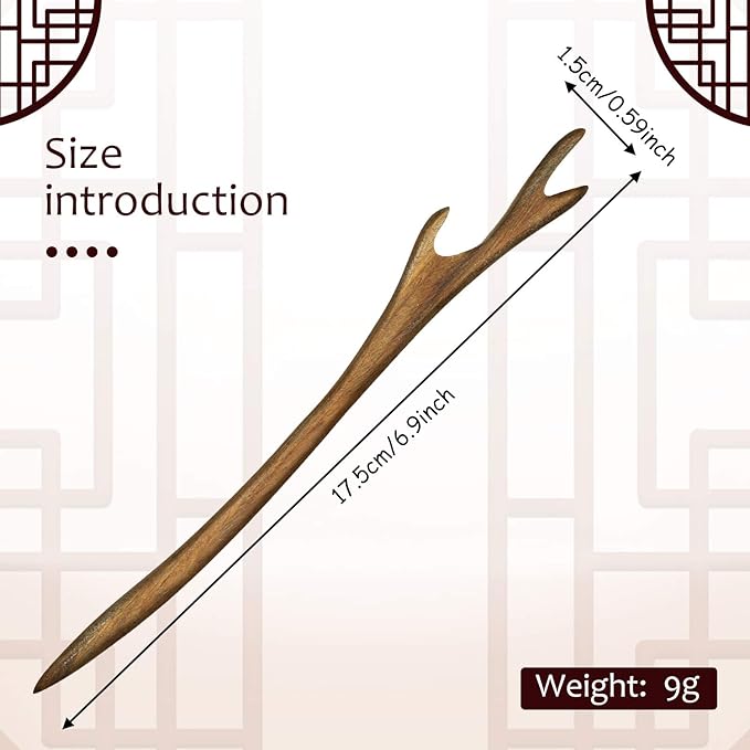 Chuangdi 8 Pieces Wooden Hair Sticks Japanese Hair Chopstick for Women Bun Maker, Chinese Chopstick Hairpin for Women Handmade Chignon Maker Accessories(Classic Pattern)