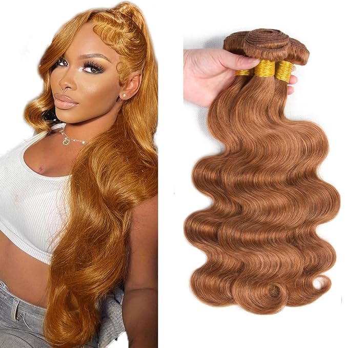 Color 30 Human Hair Bundles Light Brown Body Wave Bundles 30 32 34 Inch Brazilian Virgin Remy Hair 3 Bundles Brown Bundles Color 30 Body Wave Bundles Hair Extensions