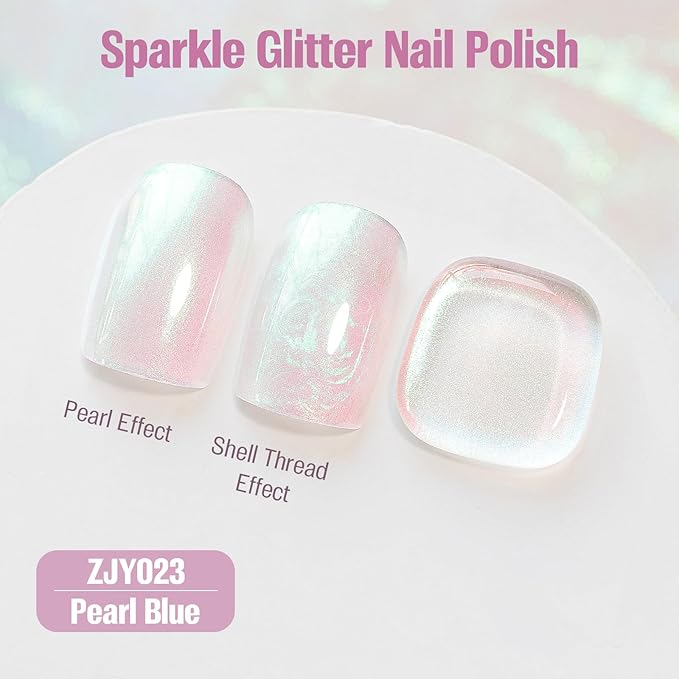 Pearl Pink to Green Iridescent Nail Polish 15ml - Aurora Mermaid & Unicorn Glossy, Quick Dry Air Dry Long Lasting, Oil-Based Vegan Nail Art Polish - DIY at Home