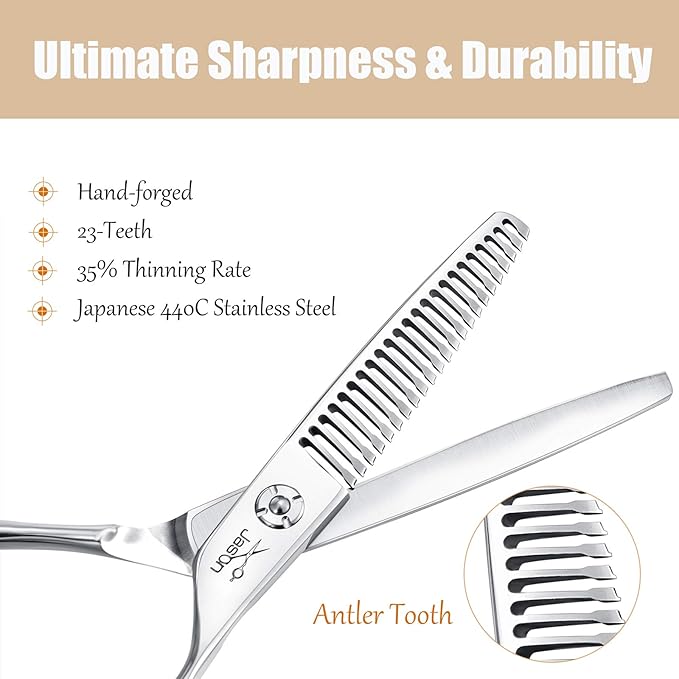 JASON 6" Texturizing Hair Scissors, 23 Teeth Hair Texture Shears Professional Blending Hair Thinning Scissor for Barber, Hairdresser, Stylist, Women and Men, Japanese 440C Stainless Steel Gift