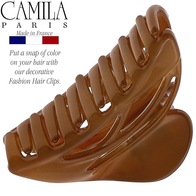 Camila Paris CP3431 French Hair Clip for Women, Small Dolphin Caramel, Girls Hair Claw Clips Jaw Fashion Durable and Styling Hair Accessories for Women, Strong Hold No Slip Grip Made in France