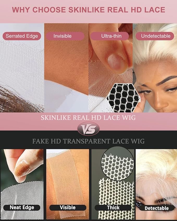 ALIDIDI MINIKNOTS Real Hd 613 13x6 Lace Front Wig Human Hair Pre Plucked Bleached Knots 200% Density 0.10mm Ultra-Thin Invisible Lace Blonde Wig Human Hair Body Wave For Women 30 Inch