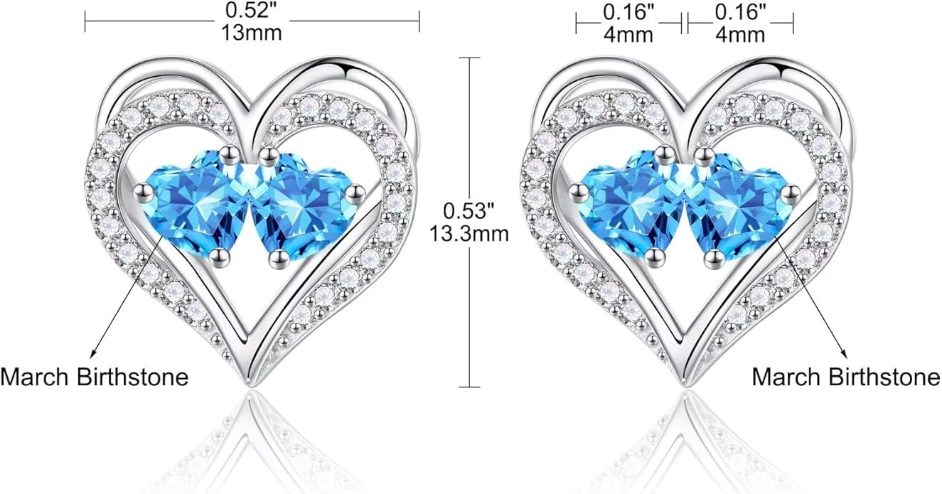 Iefil Christmas Gifts for Women Wife - 925 Sterling Silver Birthstone Earrings, Anniversary Birthday Gifts for Women Wife Girlfriend Mom