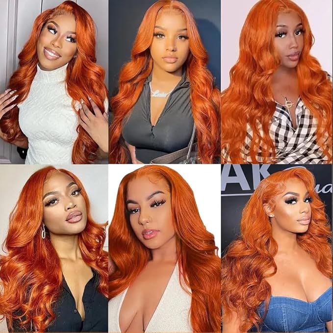 28 Inch Ginger Wig Human Hair Body Wave Ginger Orange 13X6 Lace Front Wigs Human Hair Pre Plucked 180 Density 350# Colored Glueless 13X6 HD Lace Frontal Wig Human Hair for Women