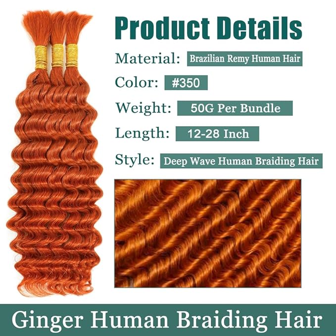 350 Human Braiding Hair Deep Wave Bulk 14 inch Human Hair Weave 3 Bundles No Weft Brazilian Deep Wave Extensions 150g