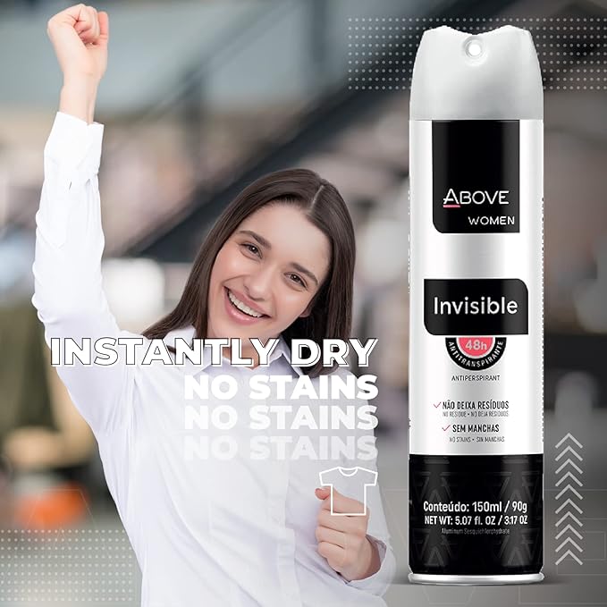 ABOVE Invisible - 48 Hours Antiperspirant Deodorant Set for Women - Fennel Fragrance - Dry Spray Protects Against Sweat and Body Odor - Delivers Instant Freshness - Stain and Alcohol Free - 4 pc
