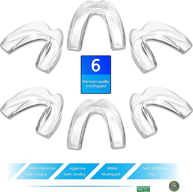 The ConfiDental - Pack of 6 Moldable Mouth Guard for Teeth Grinding Clenching Bruxism, Sport Athletic, Whitening Tray
