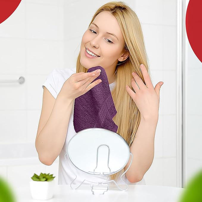 RIVERSIDE 12 Pack Premium 100% Cotton Face Washcloths, 600 GSM, 12 x 12 Inches, Soft, Absorbent Towels for Body & Shower, Bathroom Wash Clothes, Durable Face Towels Set for Spa, Gym, Purple Passion