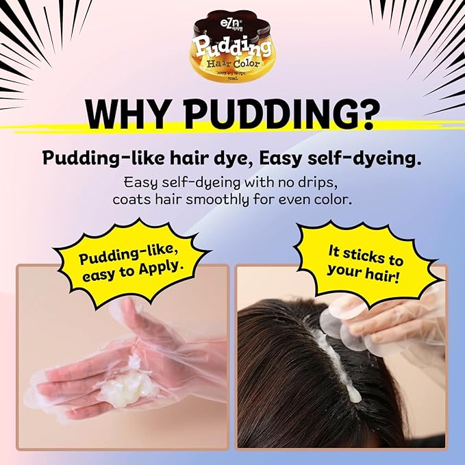 eZn Pudding Hair Dye, Ammonia-Free, Semi-Permanent DIY Korean Hair Dye Color with Keratin, Odorless Gentle for Sensitive Skin No Skin Irritation (Ash Beige)