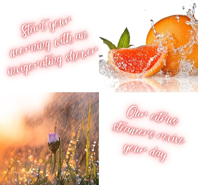 Bella Aria by Just Us Chix - Rejuvenate Grapefruit Shower Steamers, Aromatherapy Spa Experience, 7 Aromatic Tablets with Mesh Bag