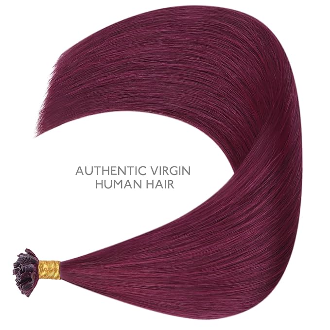WENNALIFE U Tip Human Hair Extensions - 50g 50s 14 Inch Light Burgundy Remy K Tip - Invisible Straight Keratin Real Human Hair
