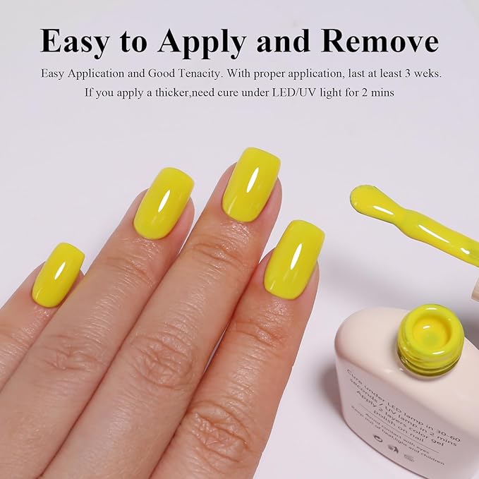 Imtiti Neon Yellow Gel Nail Polish, Canary Yellow Soak Off UV LED Gel Polish, Long Lasting, Nail Art Manicure Salon DIY at Home for Spring and Summer (0.34 Fl Oz-963)
