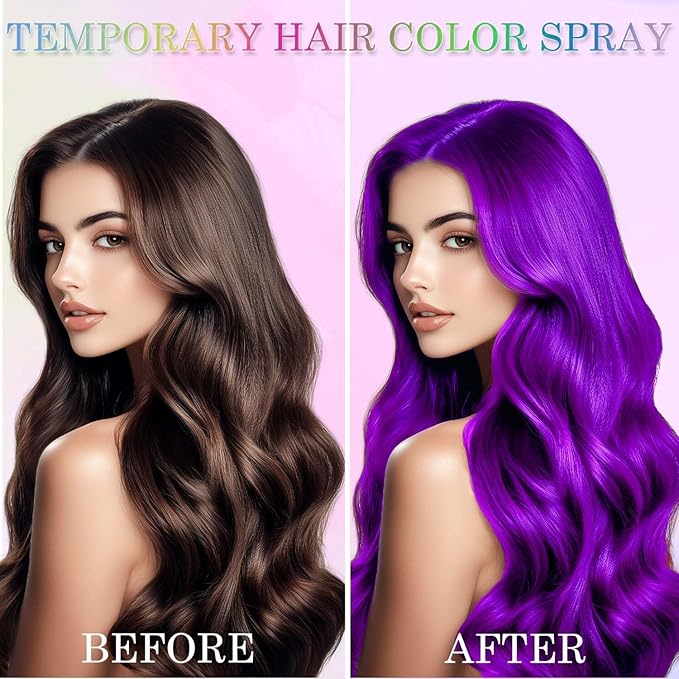 Purple Temporary Hair Color Spray for Women Men Kids, Instant Vivid Temporary Hair Dye, One-Time Use Hair Color Wax Non-Sticky For Cosplay DIY, Christmas Party, Crazy Hair Day (Purple, 120ML)