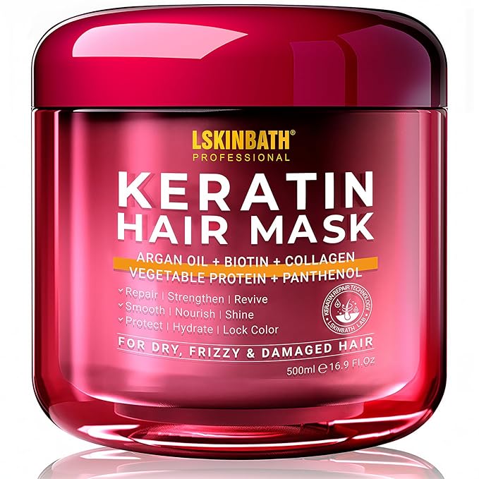 Keratin & Collagen Repair Hair Mask for Damaged Hair | Deep Conditioner Revives Dry, Frizzy, Bleached & Color-Treated Hair | With Moroccan Argan Oil & Biotin | Treatment for Split Ends |
