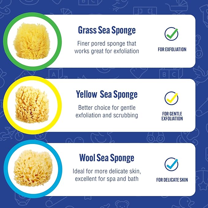 Baby Buddy Natural Baby Bath Sponge 4in Soft Grass Sea Sponge Soft on Baby's Tender Skin, Biodegradable, Hypoallergenic, Absorbent Natural Sea Sponge, 1 Pack, Yellow