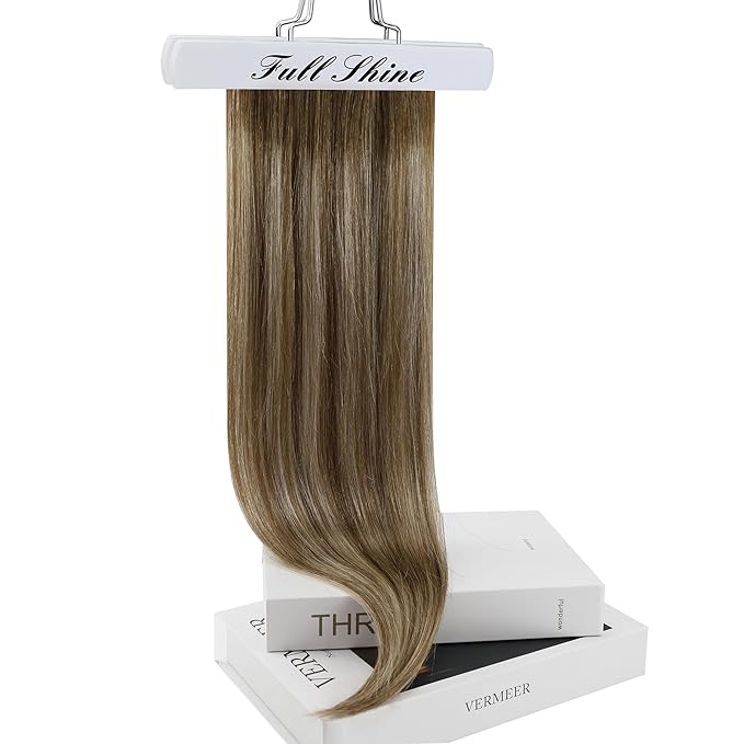 Full Shine Butterfly Weft Hair Extensions Genius Weft Color 6 Chestnut Brown To 60 Platinum Blonde Highlighted 6 Chestnut Brown Invisible Ovo Weft Hair For Women 16 Inch 80G
