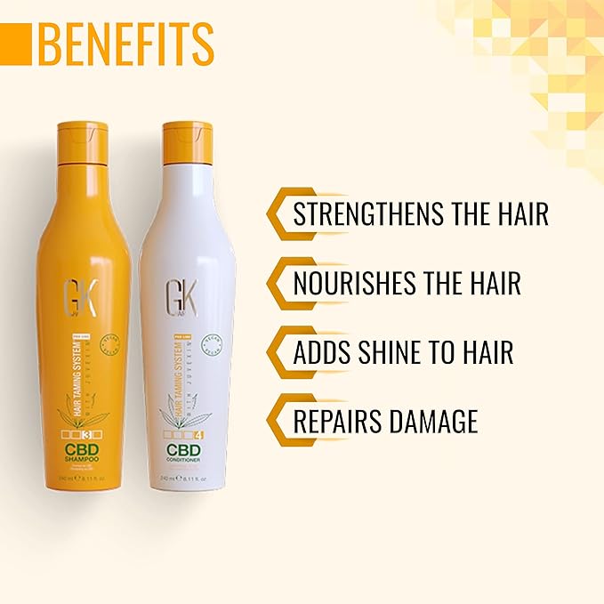 GK HAIR Hemp Shampoo and Conditioner Sets Hydrating Strengthening Color Treated Damaged Repair Provides Nourishing & Shine Natural Organic Vegan Sulfate Paraben Free (Trio)