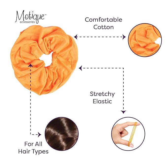 Jumbo Cotton Scrunchie Hair Tie (Neon Orange)