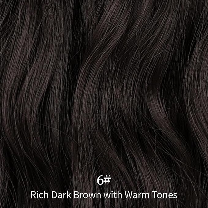 KooKaStyle Invisible Wire Hair Extensions with Transparent Wire Adjustable Size 4 Secure Clips Long Wavy Secret Synthetic Hairpiece 20 Inch 120g Rich Dark Brown with Warm Tones for Women