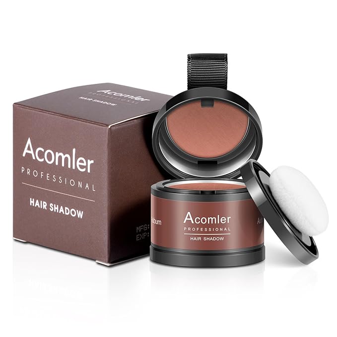 Acomler Instantly Root Cover Up Powder - Hairline Shadow, Touch Up for Thinning, Grey Hair, Eyebrows, Beard Line, Bald Spots (Auburn)