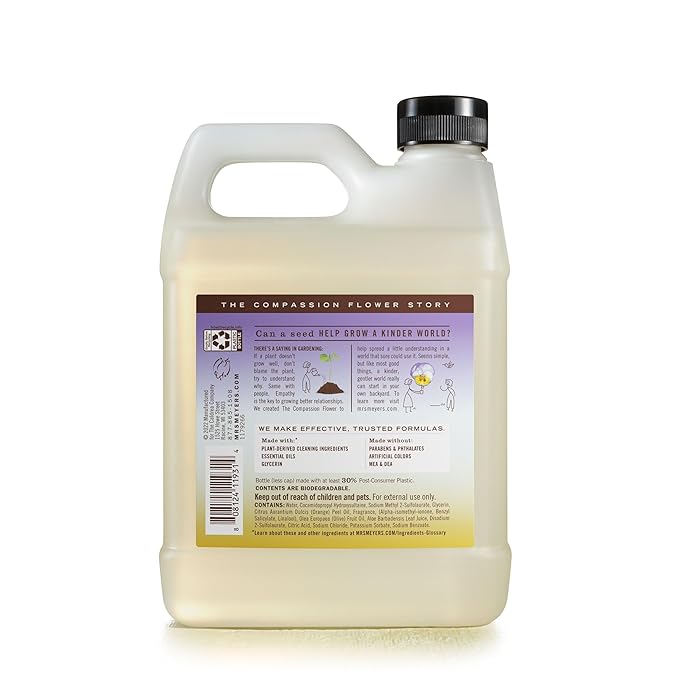 Mrs. MEYER'S CLEAN DAY Hand Soap Refill, Made with Essential Oils, Compassion Flower, Packaging May Vary, 33 fl. oz