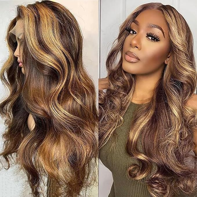 Glueless Wigs Human Hair Pre Plucked Pre Cut 5x5 HD Lace Closure Wigs Human Hair for Women 180 Density Ready to Go Wig Body Wave Lace Front Wigs for Beginners (4/27 Color, 18 Inch)