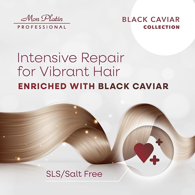 Mon Platin Professional Hair Conditioning Mask, Black Caviar Total Repair, 500ML, For Straightened Hair, Intensive Recovery, Deep Conditioning, SLS/Salt Free