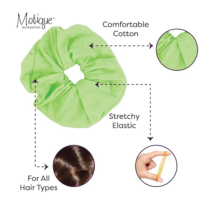 Motique Accessories Jumbo Cotton Scrunchie - Light Green