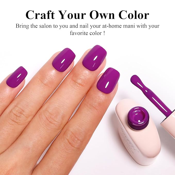 Imtiti Neon Purple Gel Nail Polish for Nail Art, Long Lasting Midnight Purple UV LED Gel Polish, Professional Salon Quality DIY at Home Manicure Set, 0.34 Fl Oz (10ml)-1916
