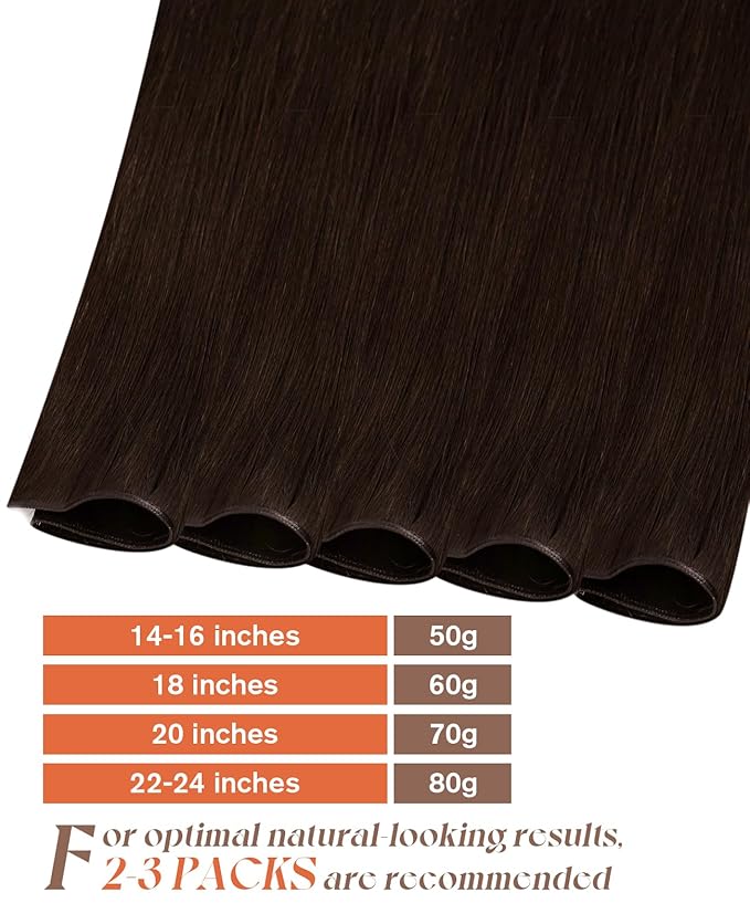 Sunny Hair Genius Weft Sew in Hair Extensions Real Human Hair Brown Genius Weft Hair Extensions Human Hair Hand Tied Hair Extensions For Women Brown Human Hair Bundles Straight Hair 20 Inch 70G