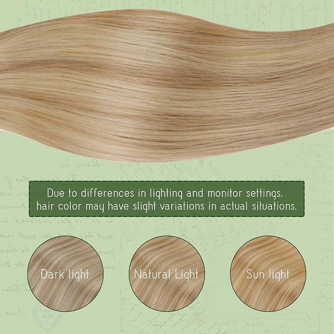 RUNATURE Blonde Human Hair Clip in Extensions, Long Clip in Hair Extensions Real Human Hair, Remy Hair Extensions Clip ins, Add Hair Length, 20 Inch 120g 7pcs #16P24 Golden Blonde