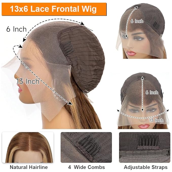 Tuneful 30 Inch Honey Blonde Ombre Lace Front Wig Human Hair 13x6 HD Lace Front Wig 4/27 Highlight Ombre Body Wave Lace Frontal Glueless Wigs Pre Plucked with Baby Hair