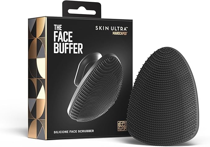 MANSCAPED® The Face Buffer - Men's Silicone Face Scrubber for Nourishing, Deep Cleaning & Exfoliating Your Skin, No-Slip Suction Cup Handle, Gentle Face Massage, 1-Pack