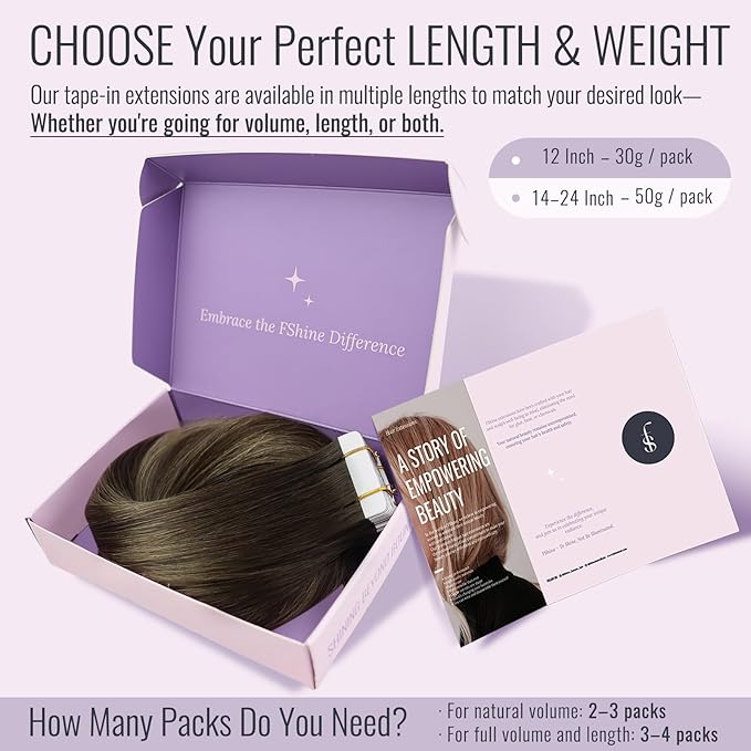 Fshine Brown Balayage Hair Extensions Tape in Human Hair 22 Inch Darkest Brown Fading to Chestnut Brown Extensions Straight 20 pcs 50 g,Blends Perfectly for a Natural Look