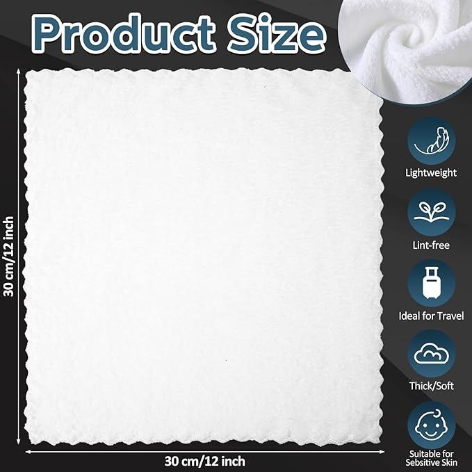 Newwiee 100 Pcs Washcloths Bulk Quick Drying Bathroom Wash Clothes 12 x 12 Inch Face Towels Microfiber Soft Hand Towel for Your Body Spa Fingertip(White)