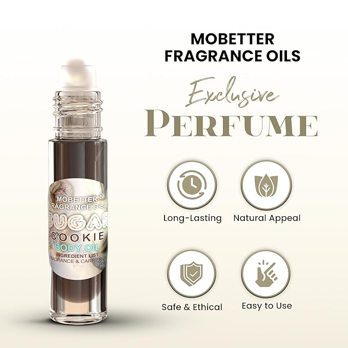 MOBETTER FRAGRANCE OILS Sugar Cookie Perfume Body Oil, Long Lasting, Travel Size Roll On
