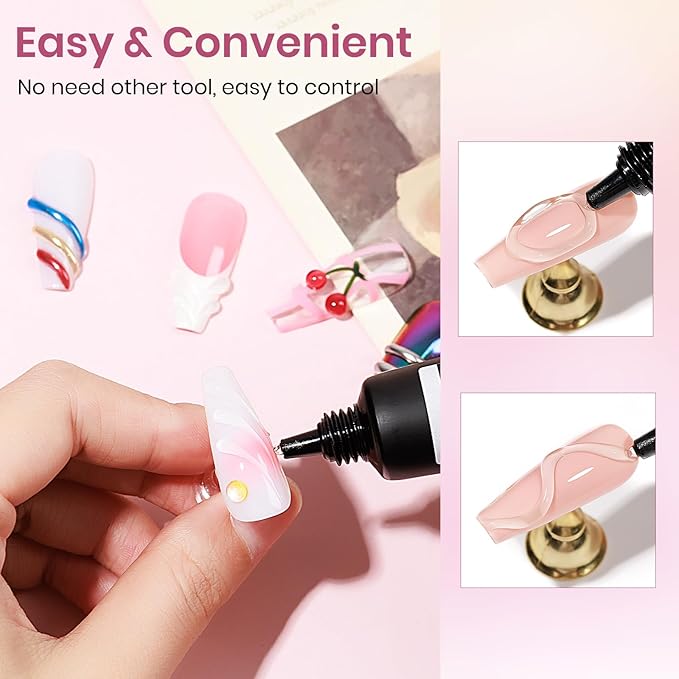 MIZHSE 3D Nail Gel, 2 Pcs 15g 3D Sculpting Gel for Nail Art, No Wipe Clear and Milky White Molding Gels for Nails Decoration Manicure Charms Home DIY