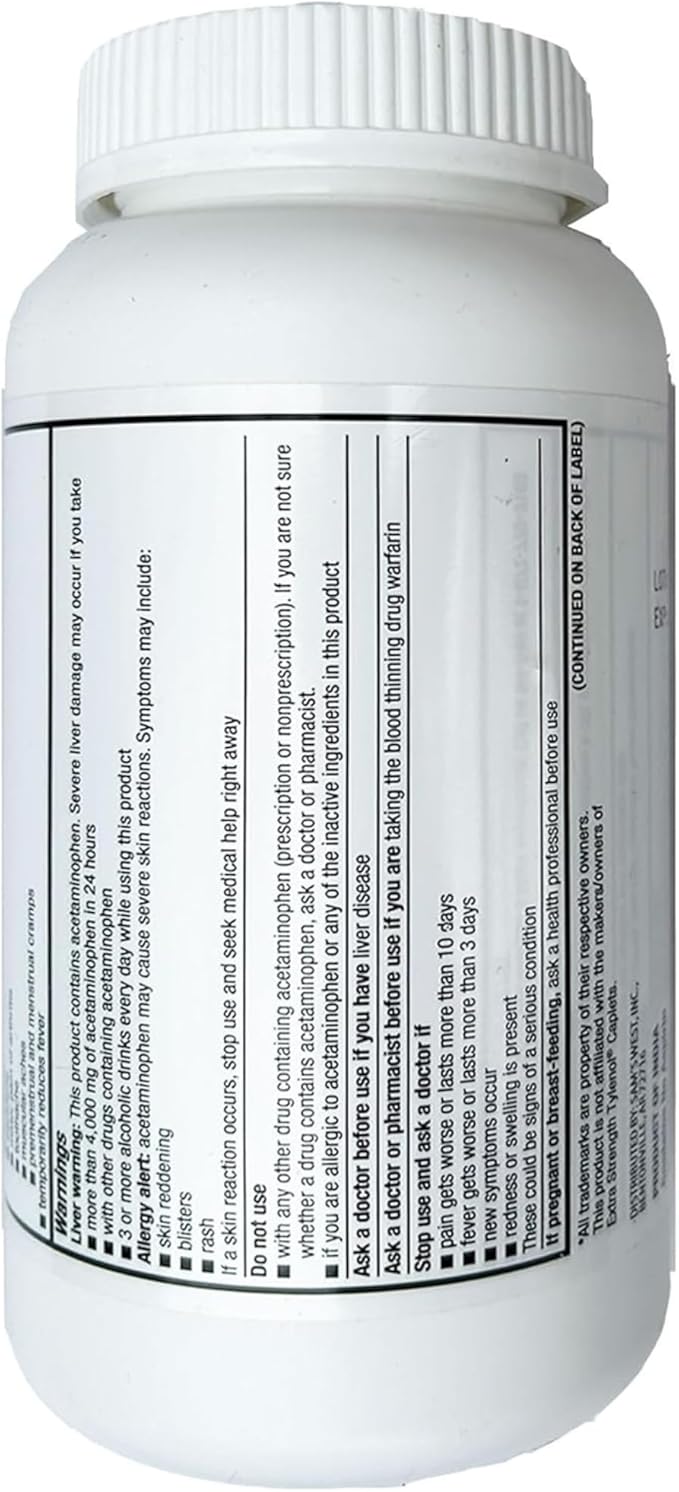 Acetaminophen 500 mg Extra Strength Caplets, 600 Count (Pack of 02)