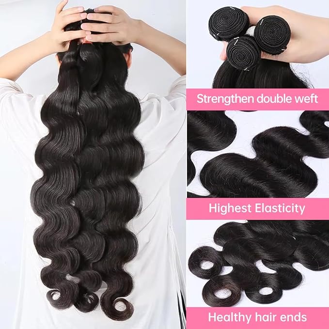 12A Human Hair Bundles 18 18 20 20 Inch Body Wave 100% Unprocessed Hair 4 Bundles Deals Extensions Quick Weave Human Hair Natural Black Color