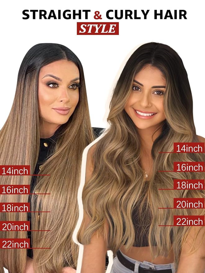 Clip-in Hair Extensions Real Human Hair 6pcs 120g 20 Inch Balayage Dark Brown to Dirty Blonde Double Drawn Clip-in Hair Extensions (#2/6/18, 20")