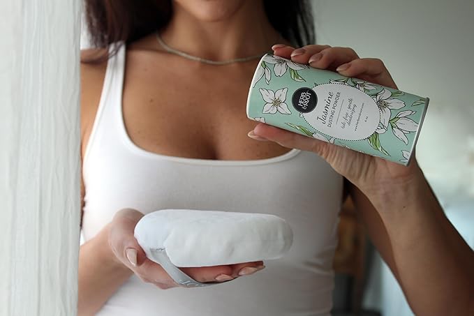 Herb & Root Talc Free Body Dusting Powders. Rose, Vanila, Sandalwood, Lavender, Jasmine, and Gift Sets (Full Size, Jasmine)